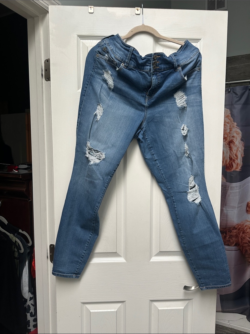 torrid Distressed Light Blue Skinny Jeans